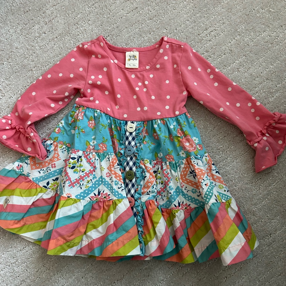 Wildflowers Colorful Polka Dot and Patchwork Dress